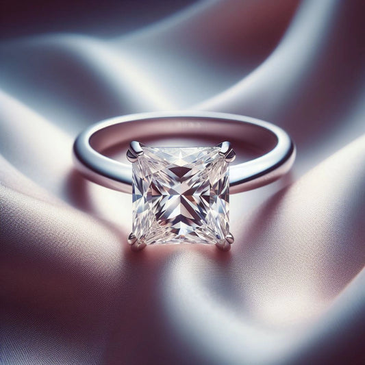 Ashur Princess Cut Moissanite Engagement Ring – 925 Sterling Silver