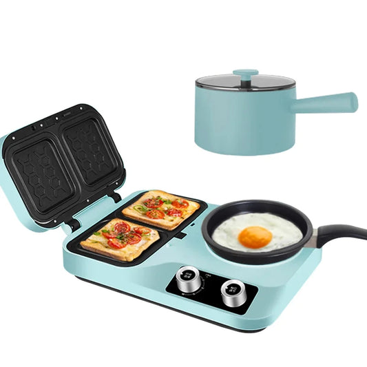 2-in-1 Household Electric Breakfast Machine – Panini Maker, Frying Pan, Food Steamer & More