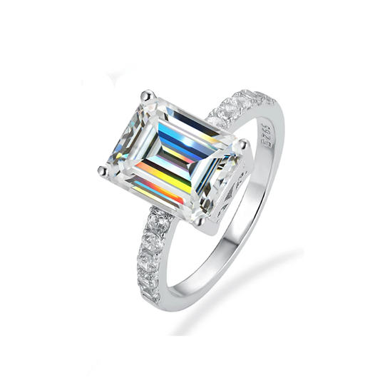 Lilaea 1-2CT Emerald/Radiant Cut Moissanite Engagement Ring – GRA Certified Sterling Silver