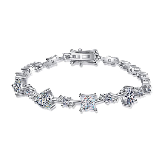 Caelum Elegant 6.43CTTW Moissanite Tennis Bracelet – Platinum-Plated Sterling Silver