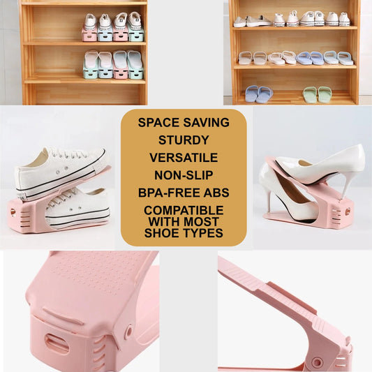 Adjustable Double-Layer Shoe Rack – Space-Saving Shoe Organizer for High Heels & Flats