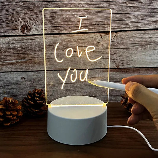 Creative LED Note Board Night Lamp | Writable USB Desk Light with Message Board & Pen