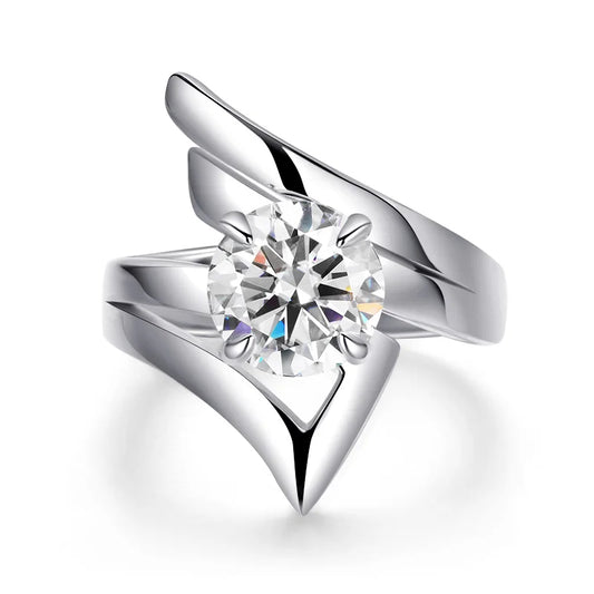 Elegant 2-Carat Moissanite Diamond Adjustable Ring | 925 Silver | 18K White Gold Vermeil