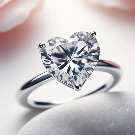Lorelei Certified 1-4 Carat Heart Cut Moissanite Diamond Ring S925/950 Platinum Vermeil