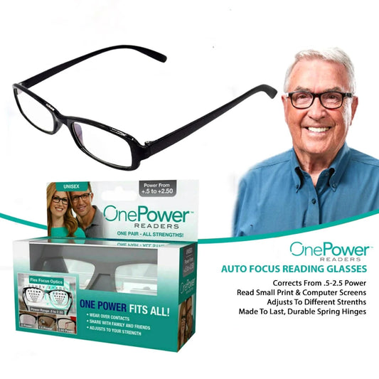 One Power Adjustable Multifocal Reading Glasses with Auto Focus for All Vision Needs