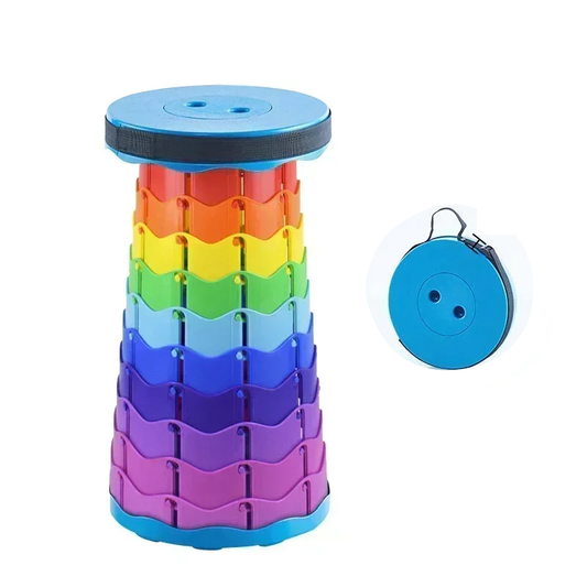 Portable Telescopic Folding Chair | Adjustable Height with Rotating Cushion for Indoor & Outdoor Use