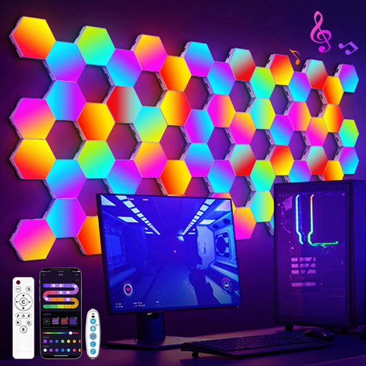 RGB Intelligent Hexagon Lights – Smart LED Wall Panels with Music Sync