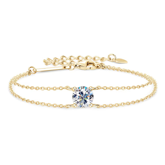 Nebulosa 1-Carat Moissanite Diamond Bracelet in S925: Double Chain Charm