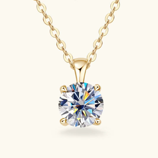 Ophelia 1.0 Carat Hand Cut Moissanite Diamond Solitaire Pendant S925/18K Vermeil Necklace