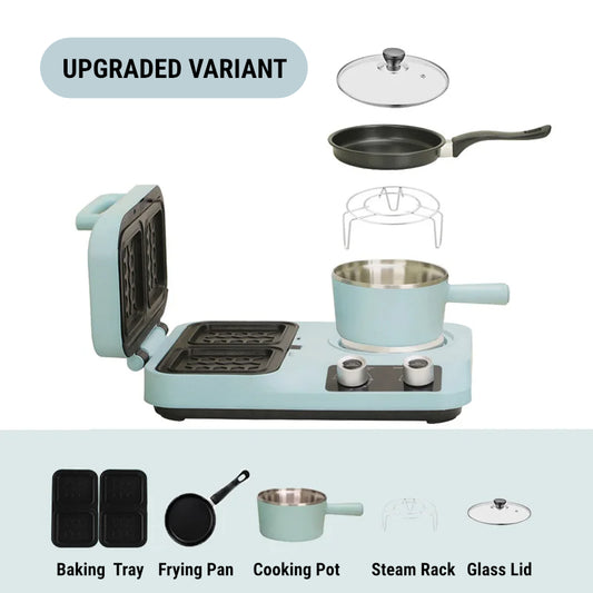 2-in-1 Household Electric Breakfast Machine – Panini Maker, Frying Pan, Food Steamer & More