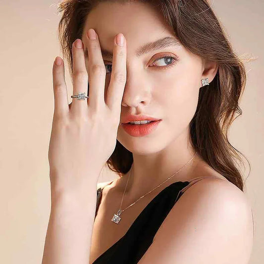 Princess Cut Moissanite Diamond Jewellery Set