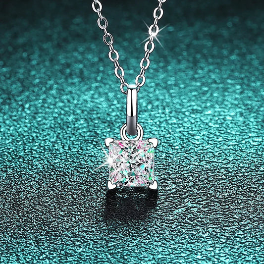 Princess Cut Moissanite Diamond  Pendant