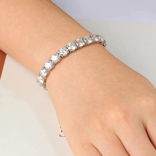 Elegant Moissanite Diamond Tennis Bracelet | 925 Sterling Silver | 950 Platinum Vermeil
