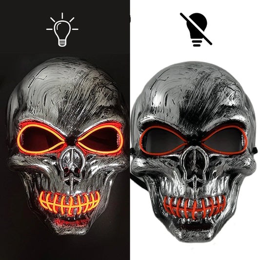 Glowing Skull Skeleton Purge Mask - Light Up Party Horror