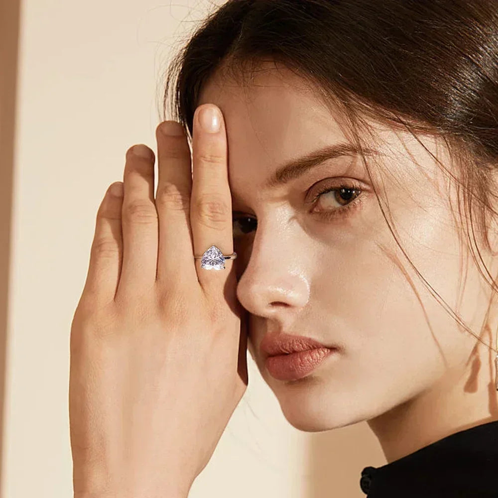 Heart Cut Moissanite Diamond Ring Sterling Silver 950 Platinum Vermeil