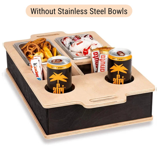 Sofa Organiser Tray & Snack Box – Convenient, Multi-Functional Wooden Couch Bar for Snacks, Drinks & More