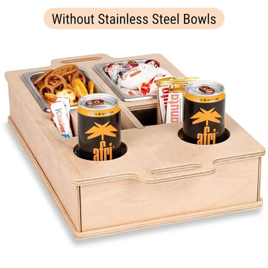 Sofa Organiser Tray & Snack Box – Convenient, Multi-Functional Wooden Couch Bar for Snacks, Drinks & More