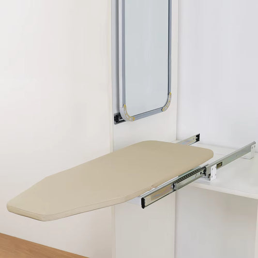 Space-Saving Wooden Folding Ironing Board – Rotatable with Storage Drawer & Heat-Resistant Cover