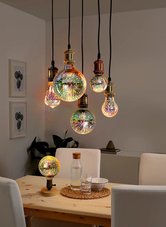 Vintage 3D LED 6W Edison Bulb - Star Fireworks Lamp for Festive Night Lighting