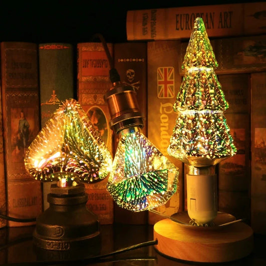 Heart, Star, Diamond & Christmas Tree Fireworks Edison Bulbs – Perfect for festive décor!
